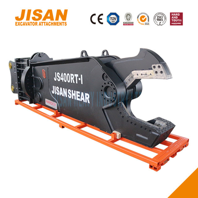 JS430RT এক্সক্যাভেটর ধাতু কাঁচি লোহা ইস্পাত এবং অন্যান্য উপকরণ কাটা 40-50 টন আর্ম ইনস্টলেশন সঙ্গে
