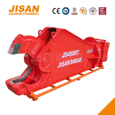 JS430RT এক্সক্যাভেটর ধাতু কাঁচি লোহা ইস্পাত এবং অন্যান্য উপকরণ কাটা 40-50 টন আর্ম ইনস্টলেশন সঙ্গে