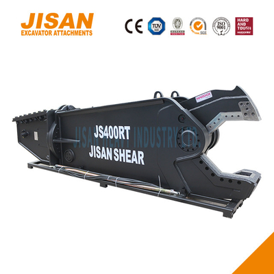 JS430RT এক্সক্যাভেটর ধাতু কাঁচি লোহা ইস্পাত এবং অন্যান্য উপকরণ কাটা 40-50 টন আর্ম ইনস্টলেশন সঙ্গে