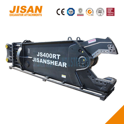 JS430RT এক্সক্যাভেটর ধাতু কাঁচি লোহা ইস্পাত এবং অন্যান্য উপকরণ কাটা 40-50 টন আর্ম ইনস্টলেশন সঙ্গে