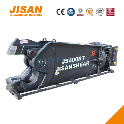 JS430RT এক্সক্যাভেটর ধাতু কাঁচি লোহা ইস্পাত এবং অন্যান্য উপকরণ কাটা 40-50 টন আর্ম ইনস্টলেশন সঙ্গে