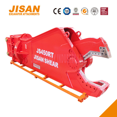 JS430RT এক্সক্যাভেটর ধাতু কাঁচি লোহা ইস্পাত এবং অন্যান্য উপকরণ কাটা 40-50 টন আর্ম ইনস্টলেশন সঙ্গে